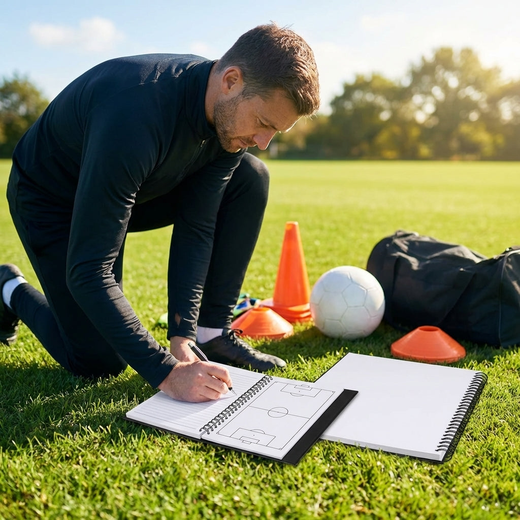 Football coaching notebook in matte black with A4 and A5 options