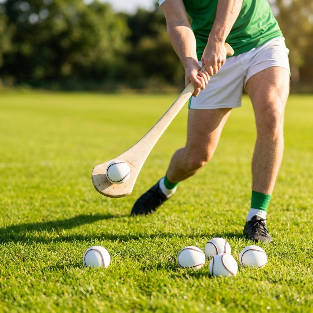 Hurling Match Balls in White and Fluro Yellow with Durable PU Core