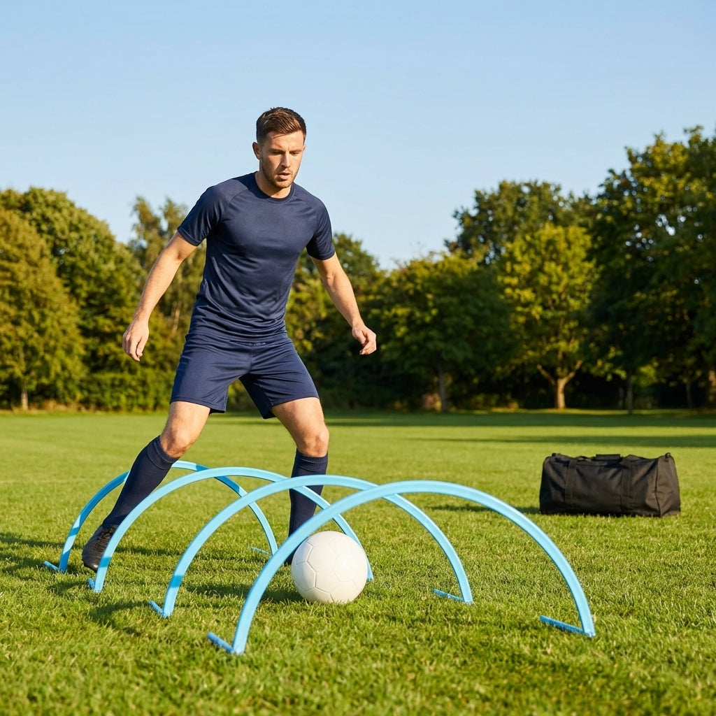 Football training passing arcs made of 34mm PVC