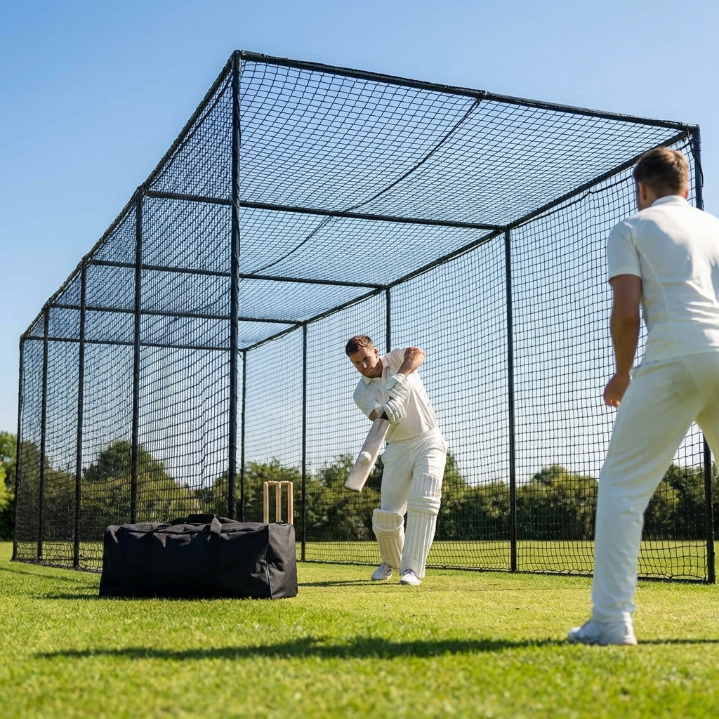 Cricket nets made from HDPE, available in various sizes for indoor and outdoor use