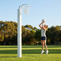 Netball posts with aluminium construction and adjustable height