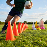 Rugby training marker cones in vibrant colours