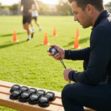 Professional water-resistant stopwatch with triple-row LCD display