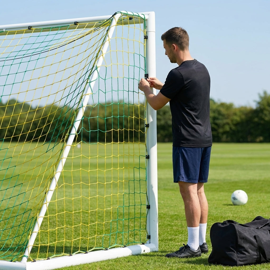 Football goal nets 24 x 8 ft, durable HDPE for clubs and schools