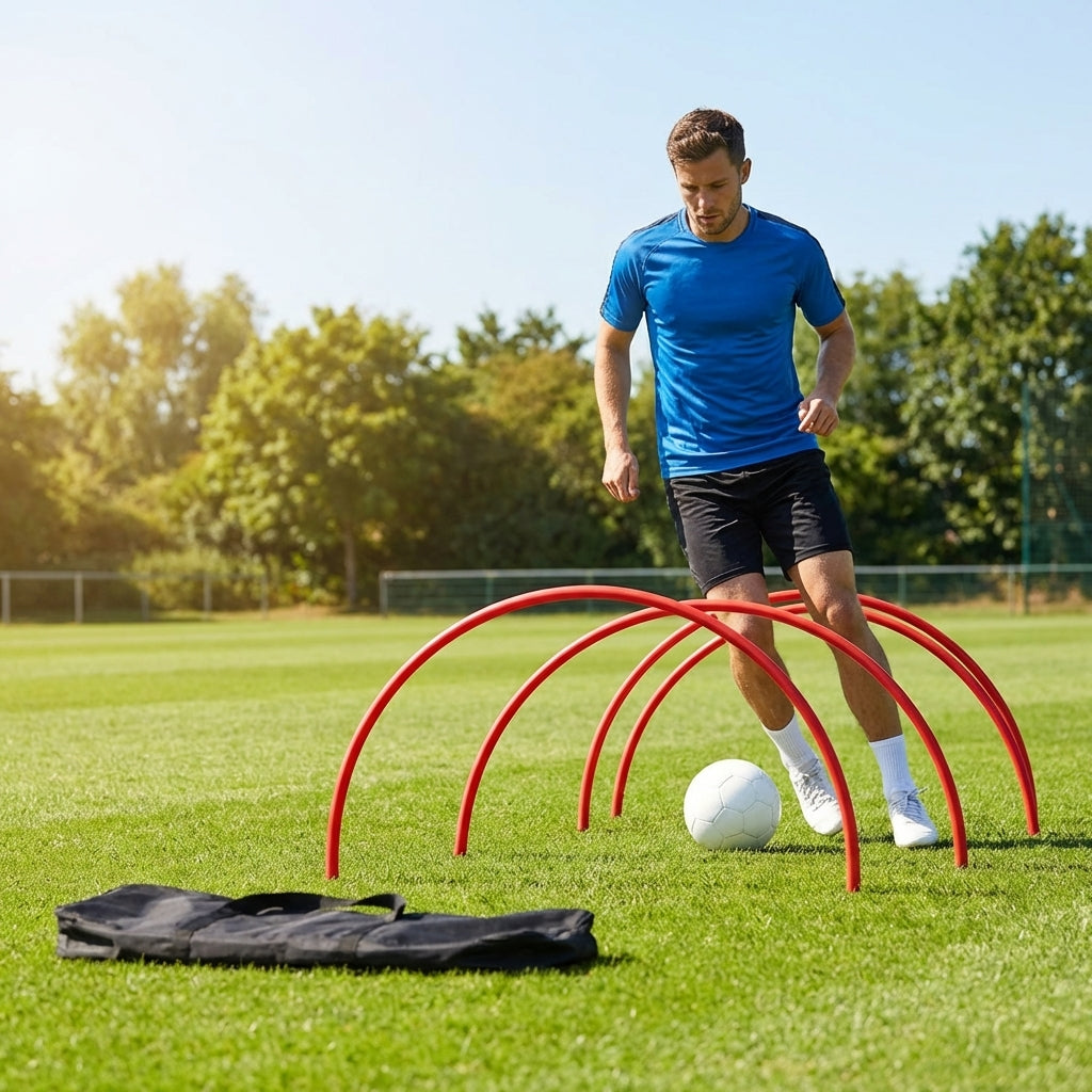 Football training passing arcs made of 34mm PVC
