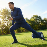 Men's tracksuit set in black and navy, ideal for sports and casual wear