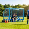Mobile team shelter with aluminium frame for sports pitches