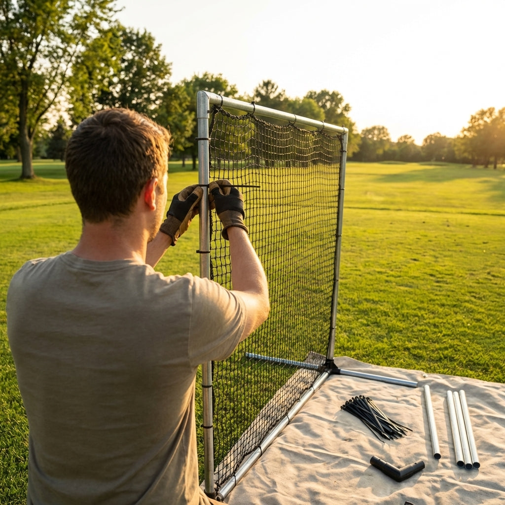 Golf Cage Replacement Parts including steel tubes and netting