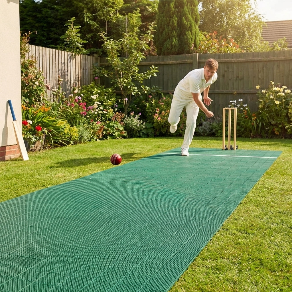 Portable Cricket Pitch Mat in Green for Indoor/Outdoor Use