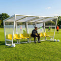 Heavy duty aluminium team shelter with moulded seats