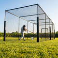 Portable baseball batting cage with galvanised steel frame