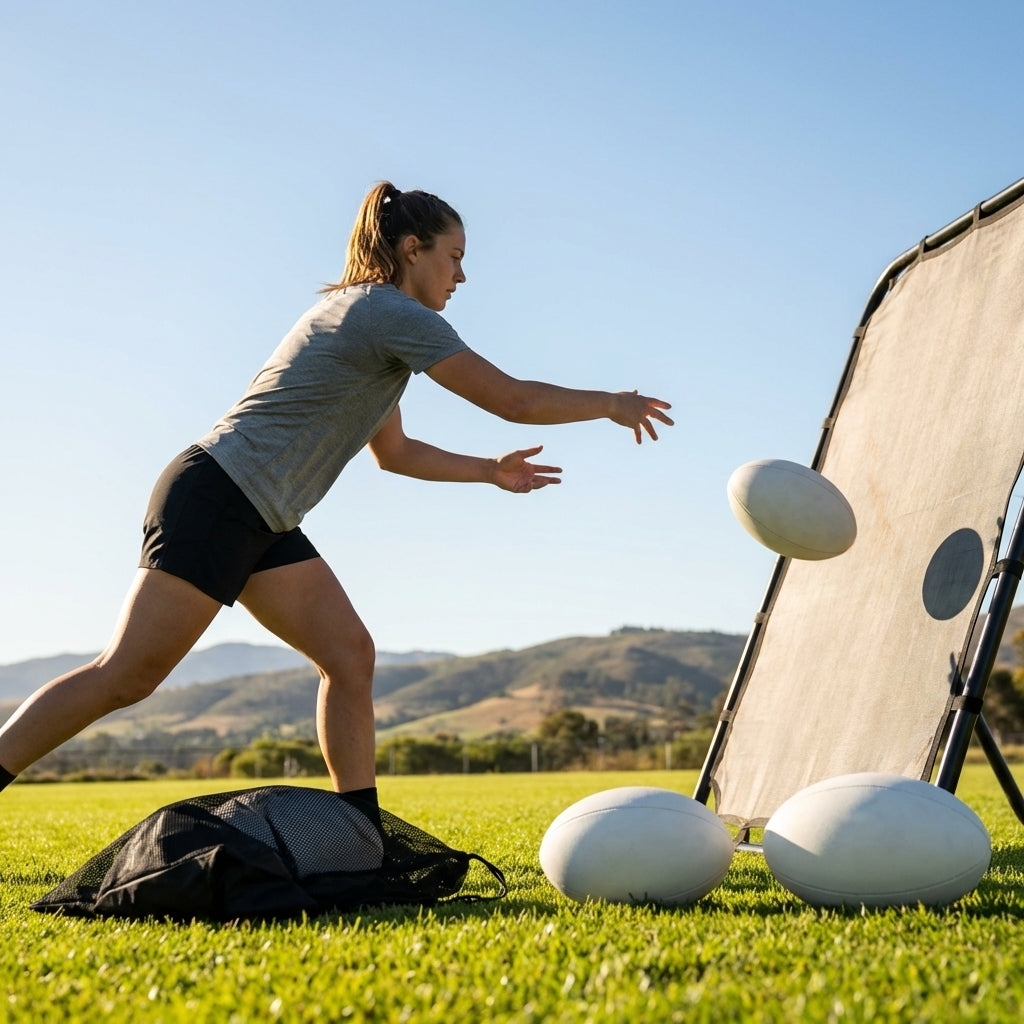Rebound rugby ball for solo training