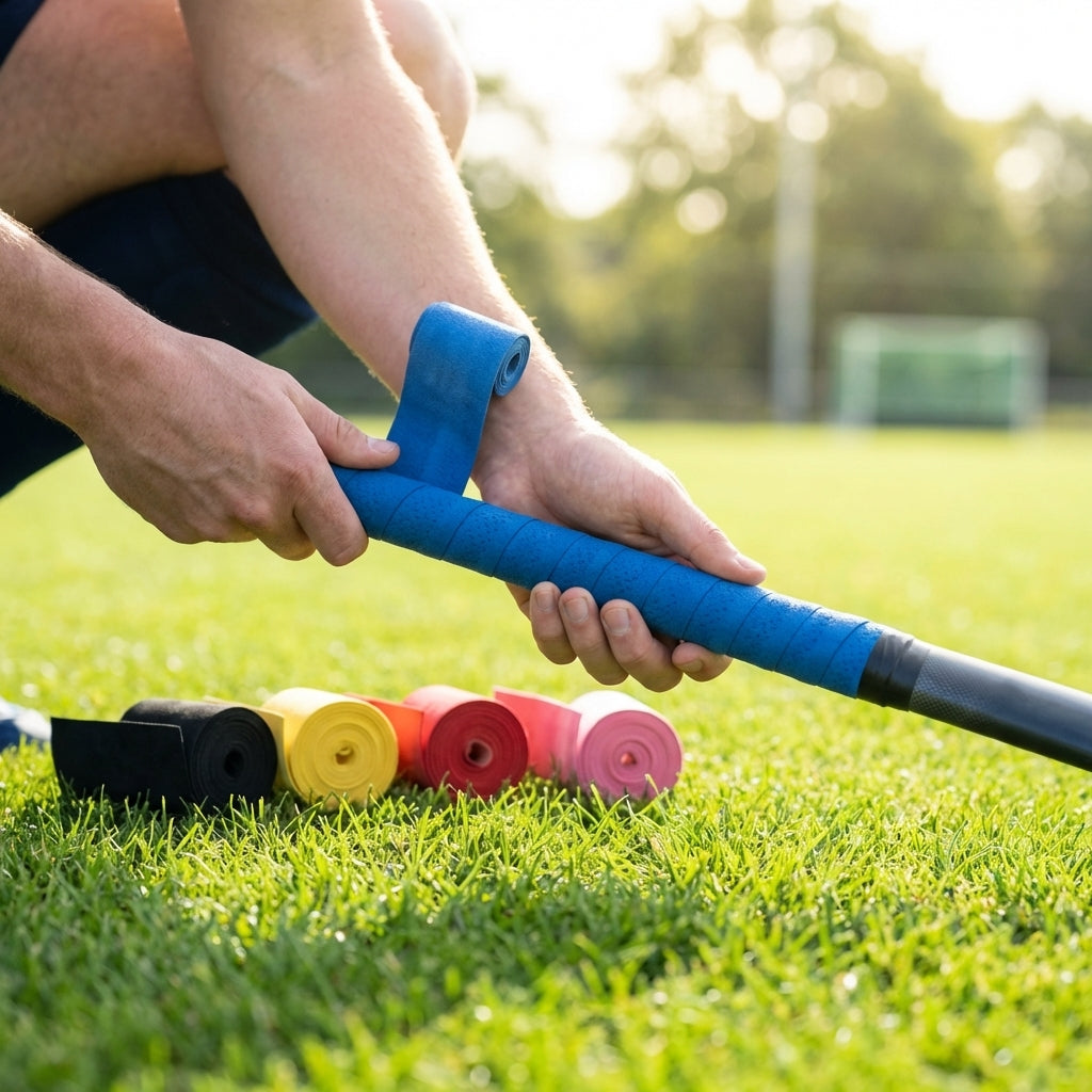 Chamois hockey grips in various colours for field hockey sticks