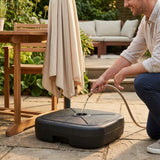 Durable parasol base weights for garden use, available in various sizes and materials
