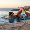 Racing swimming goggles with panoramic mirrored lenses
