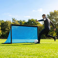 Folding football goal with aluminium frame and high-impact net