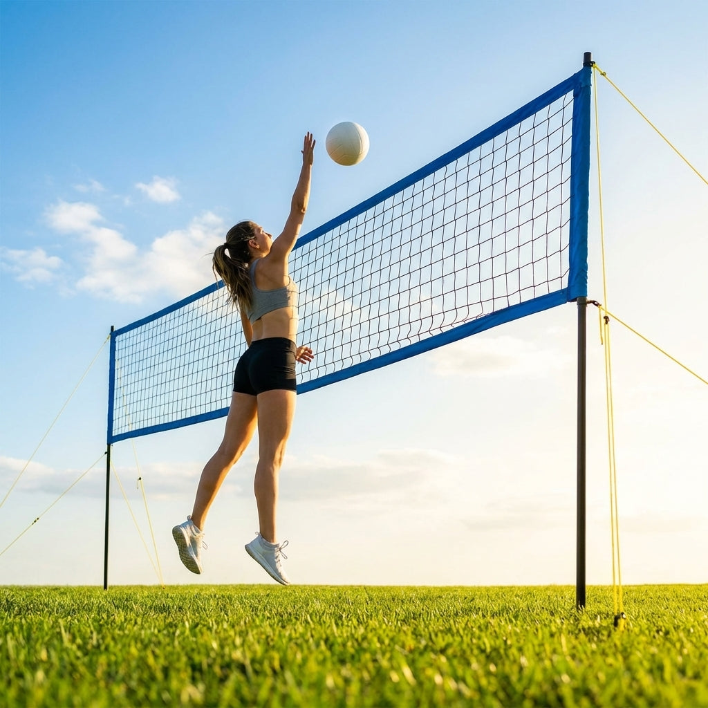 Replacement volleyball net with twisted PE and PVC banding