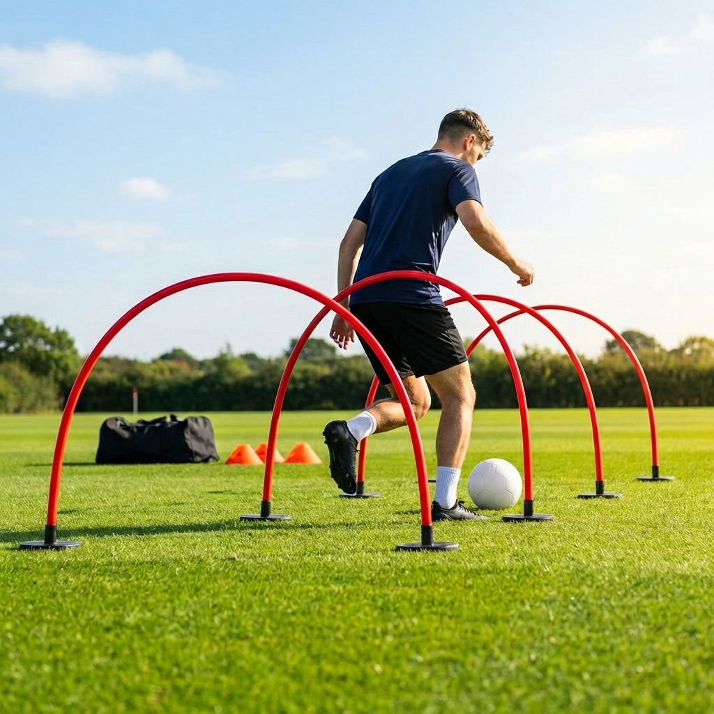 Football training passing arcs made of 34mm PVC