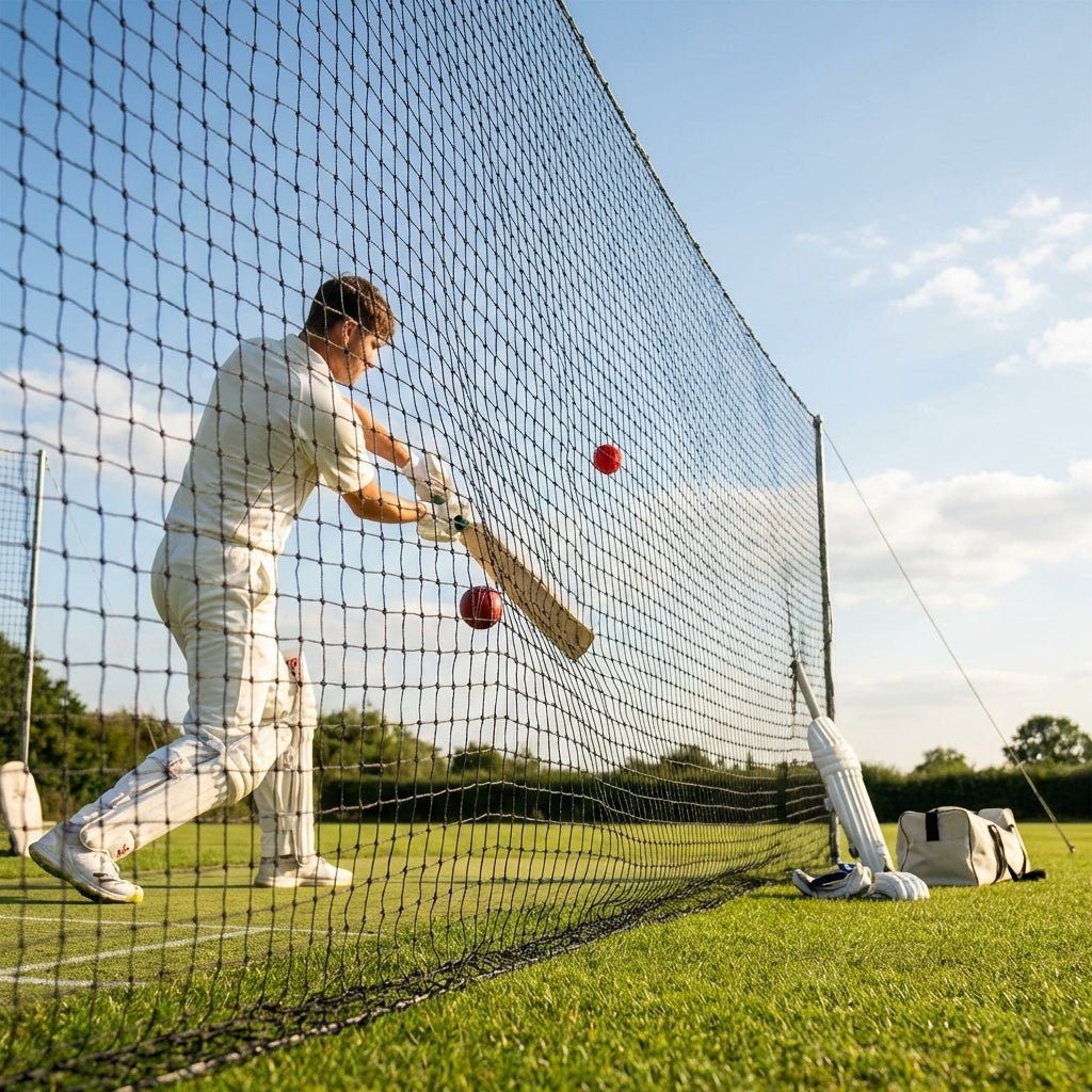 Cricket netting made of high-density polypropylene in black colour