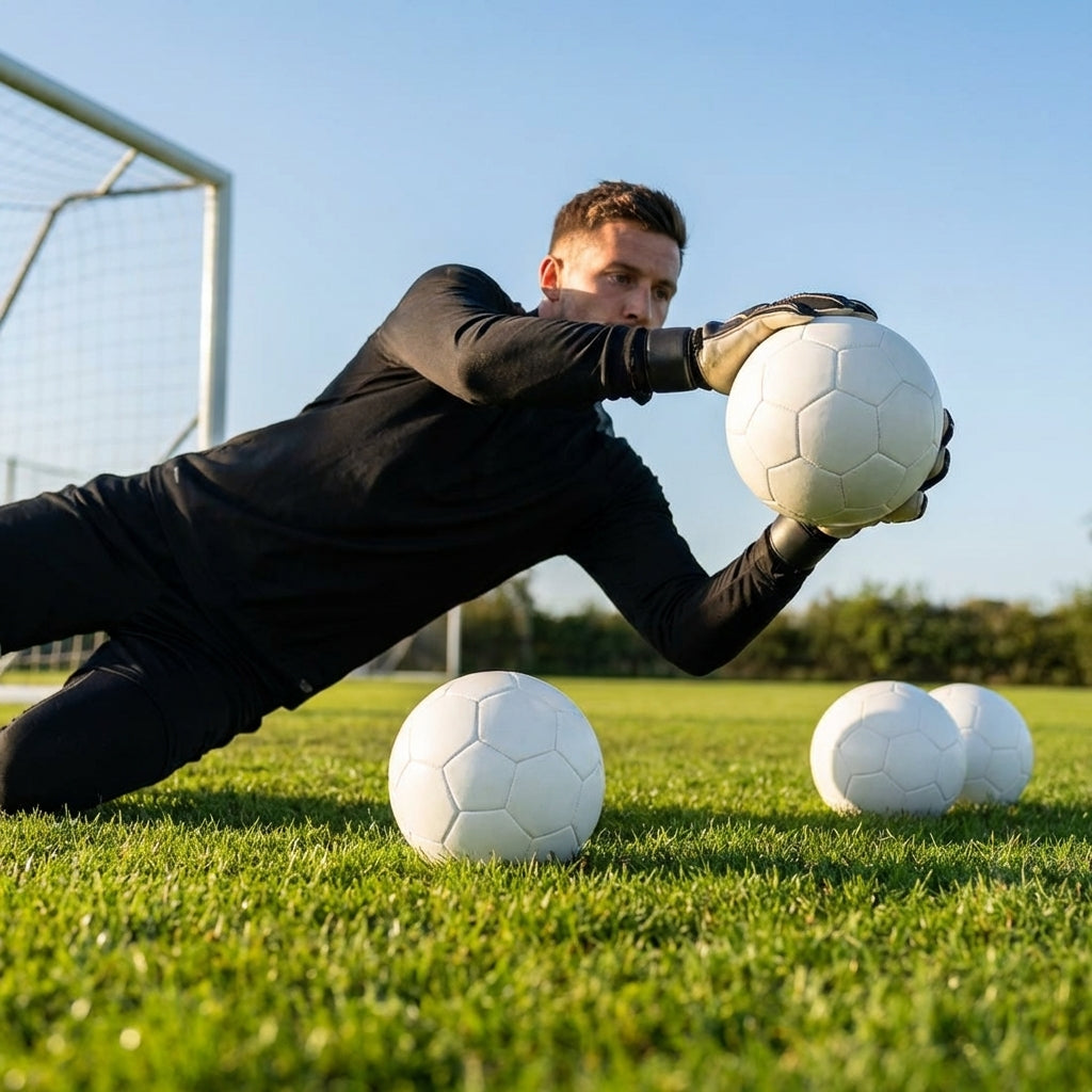 Weighted football in black and white, perfect for goalkeeper training