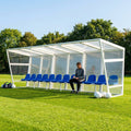 Heavy duty aluminium team shelter with moulded seats