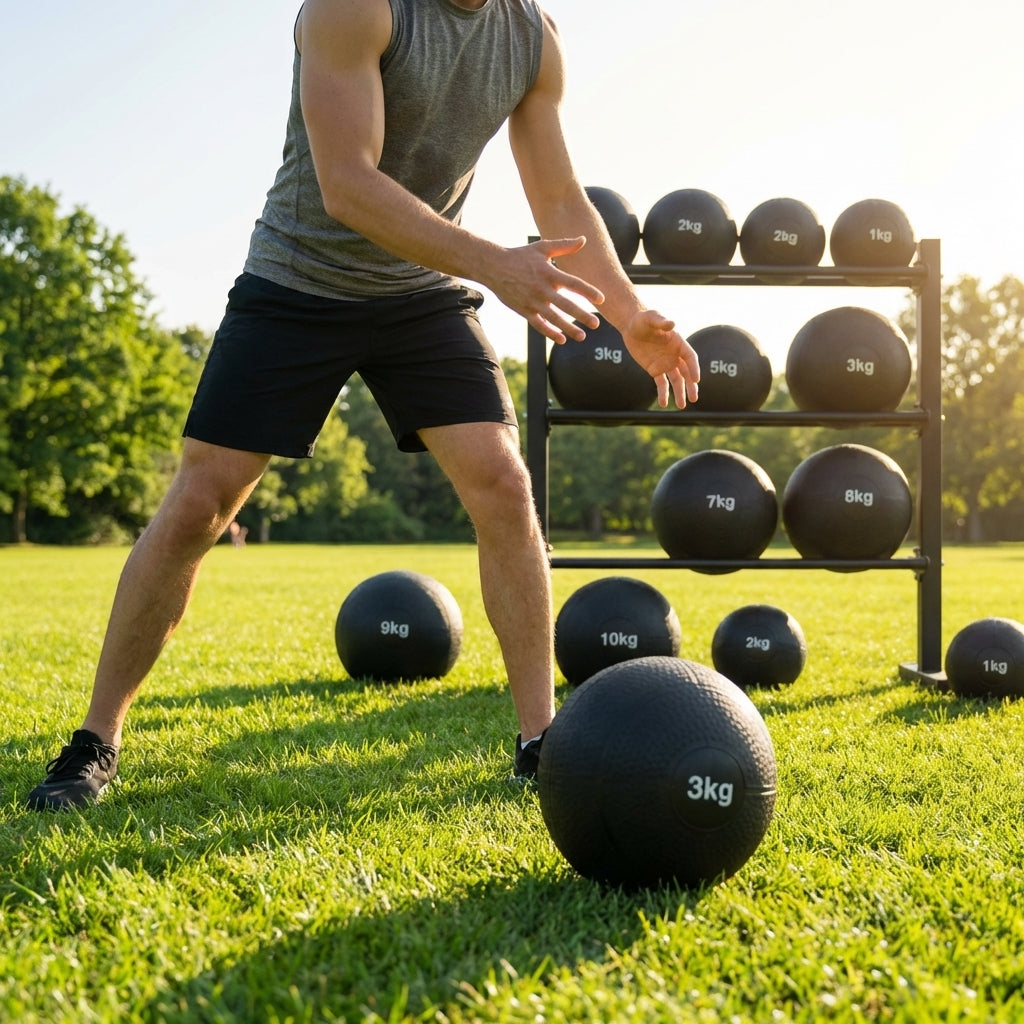 Medicine Balls of varying weights for gym and home fitness