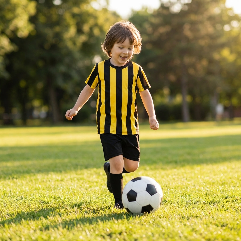 Kids striped short sleeve football shirt in multiple colours