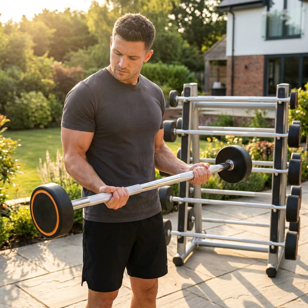 Rubber Barbell Weights with Cast Iron Core for Gym and Home Use