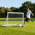Folding football goal with aluminium frame and high-impact net