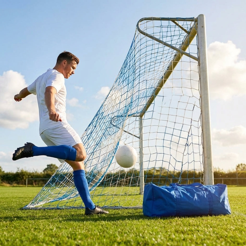 Multi-colour football goal nets for full-size goals