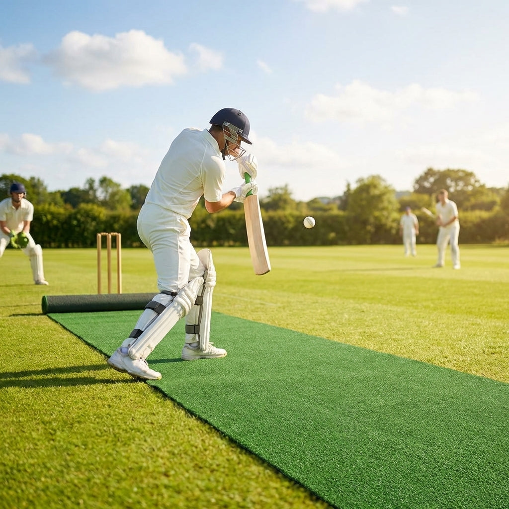 Green/Brown cricket matting made from polyethylene for indoor and outdoor use