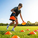 Lacrosse training marker cones in various vibrant colours