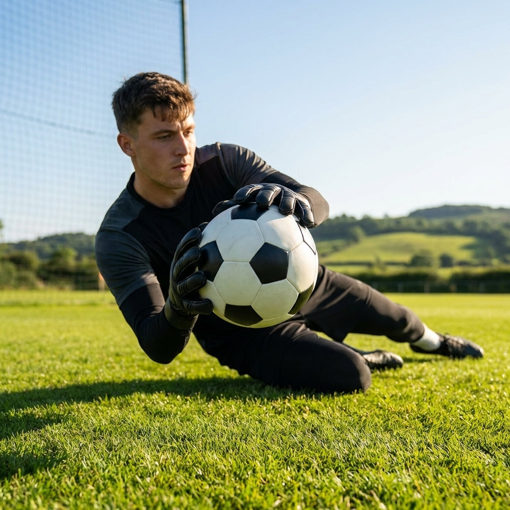Weighted football in black and white, perfect for goalkeeper training
