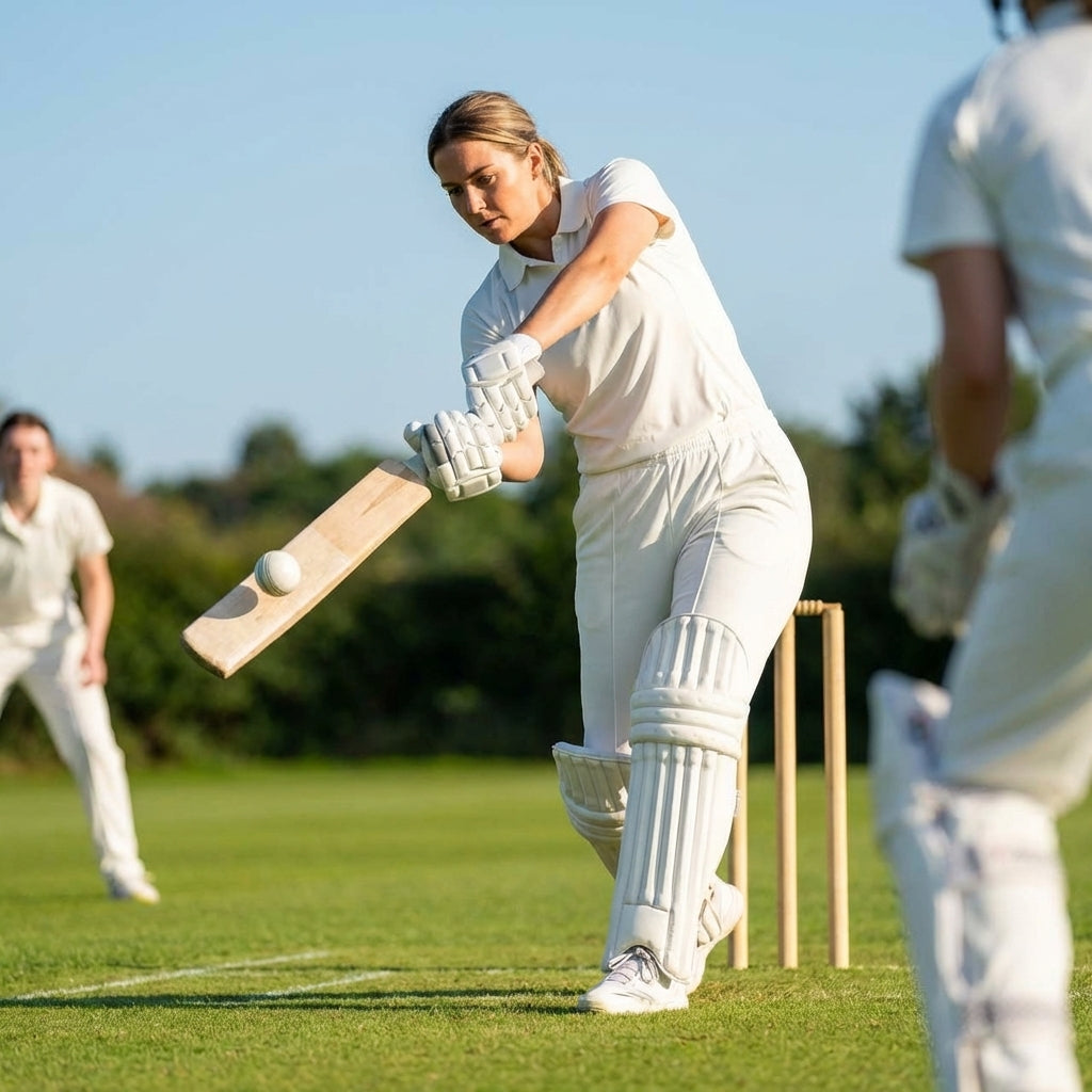 Women's cricket shirt in white, available in XXS-XXL, 100% polyester