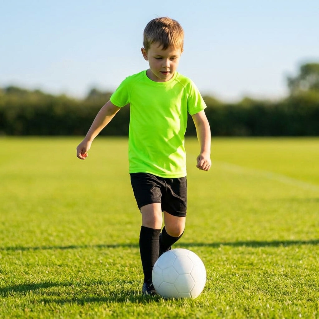 Kids' base layer top in vibrant colours for ages 5-10, ideal for sports