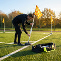 Football corner flag set with PVC poles and rubber bases