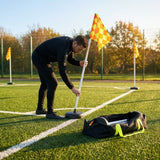 Football corner flag set with PVC poles and rubber bases
