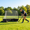 Pop up hockey goals with durable steel frame for indoor and outdoor use