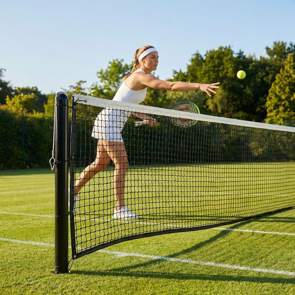 33ft singles tennis net with durable HDPE construction for home and school courts
