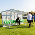 Heavy duty aluminium team shelter with moulded seats