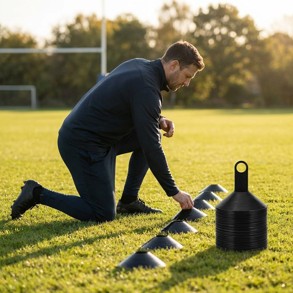 Training marker cones in vibrant colours for sports training