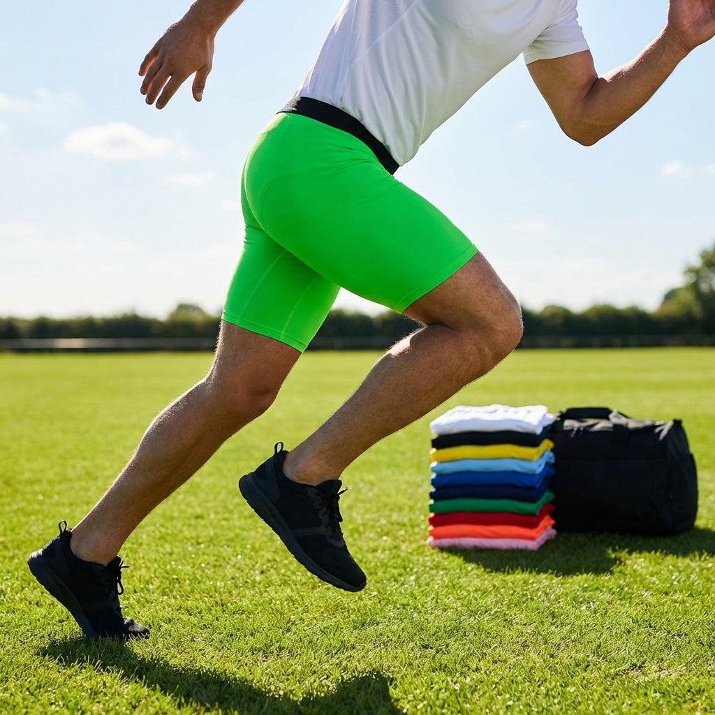 Men's base layer shorts in various colours, ideal for sportswear