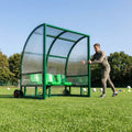 Sports team shelter with aluminium frame and multiple colour options