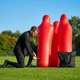 Inflatable football mannequins available in multiple sizes for training use