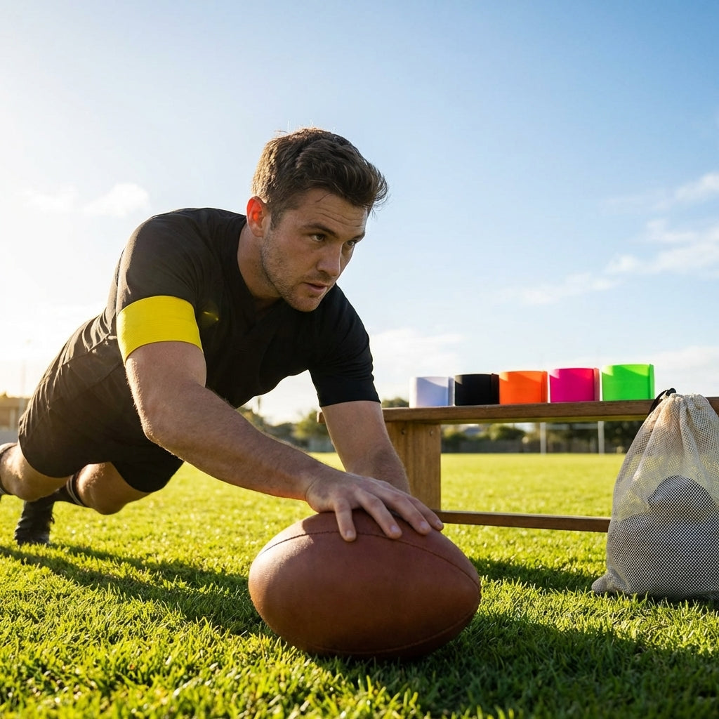 Rugby captains armband in various colours made from nylon elastic