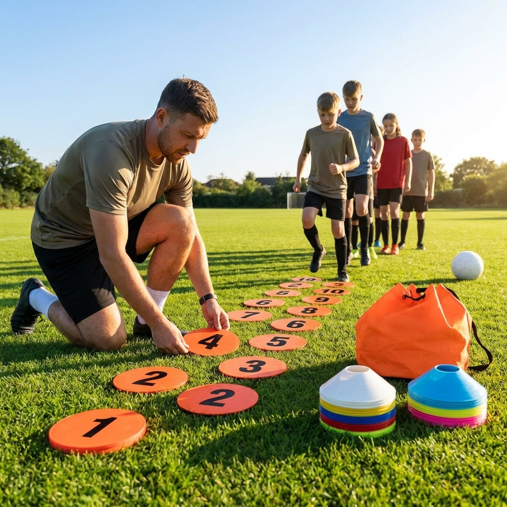 Rubber Flat Disc Markers in multi-colour for training and games
