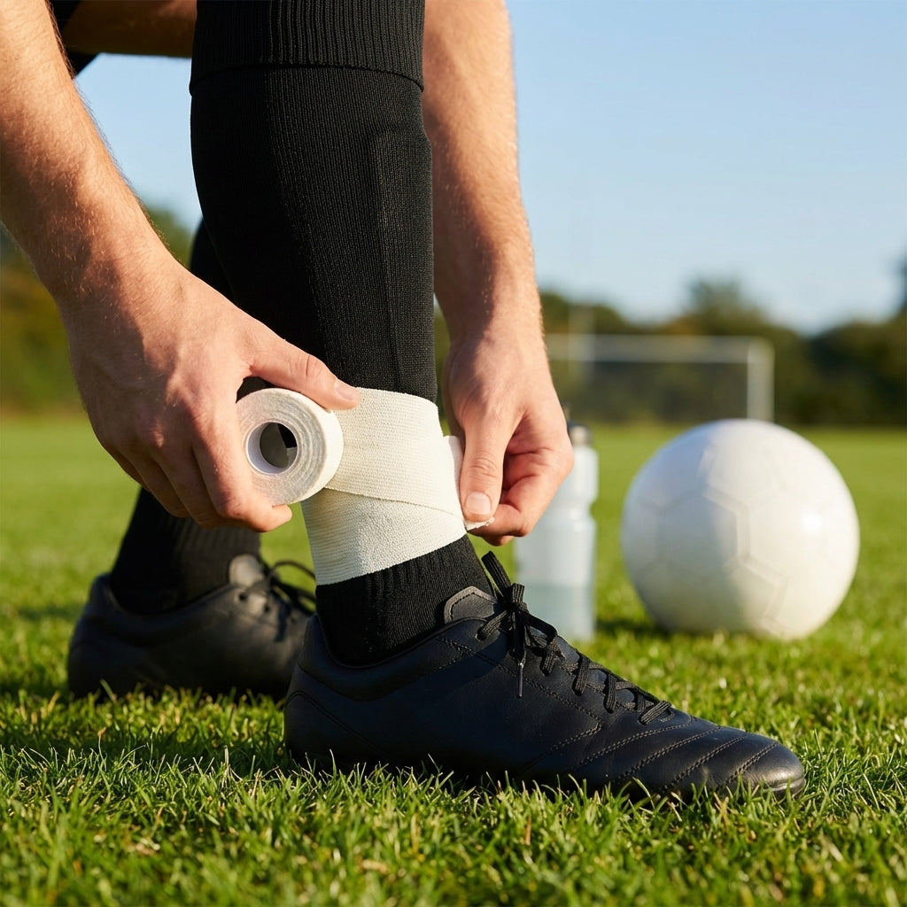 Elastic Adhesive Bandage Tape – Black/White – Cotton Spandex – Sports & Physio Use