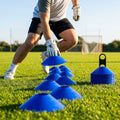 Lacrosse training marker cones in various vibrant colours