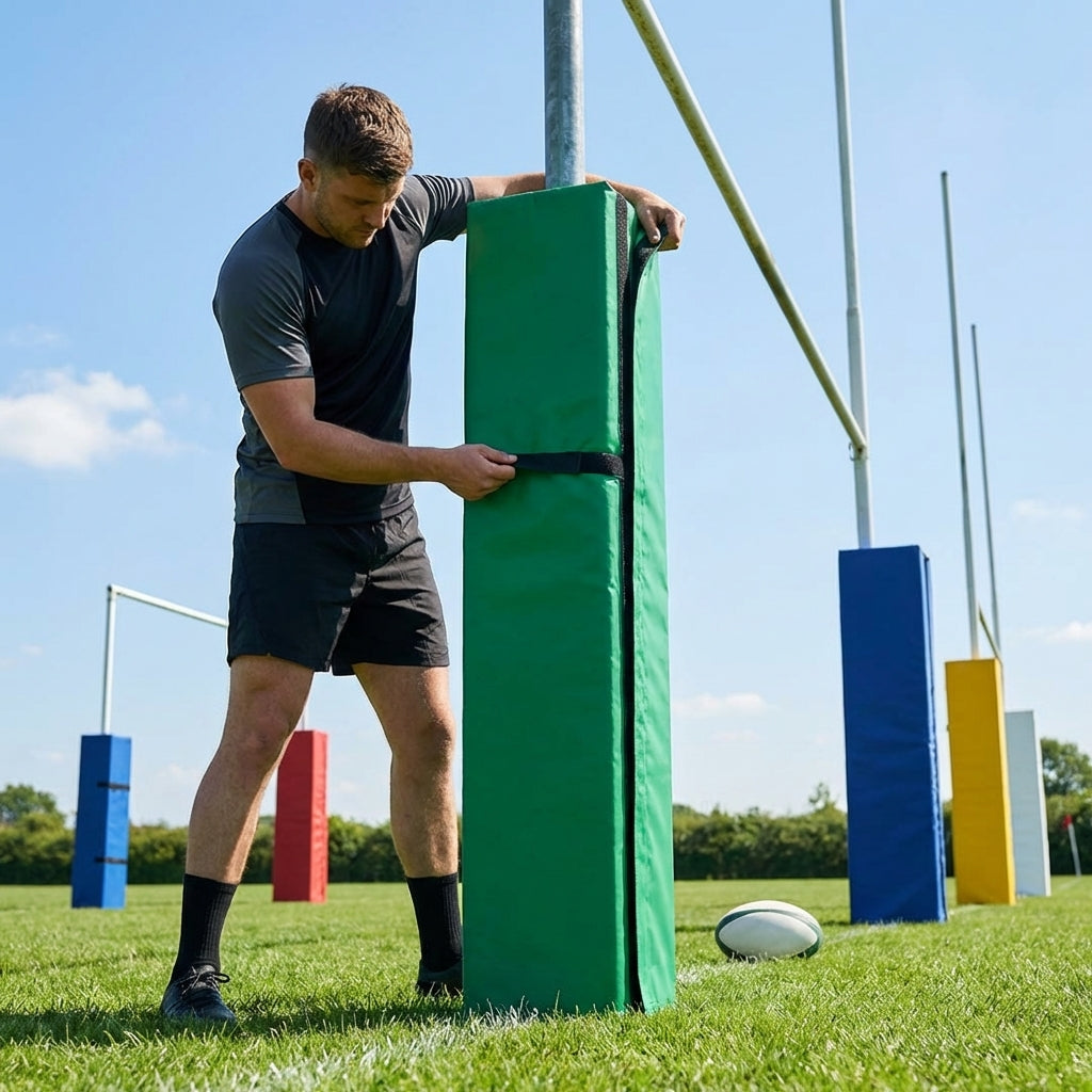 Custom 6ft PVC Rugby Post Protectors in varied colours