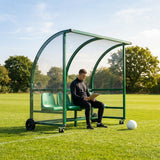 Sports team shelter with aluminium frame and multiple colour options